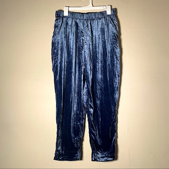 Anthropologie Ett:Twa Velvet Cropped jogger Pants l Blue Size: M high waist - Picture 2 of 8